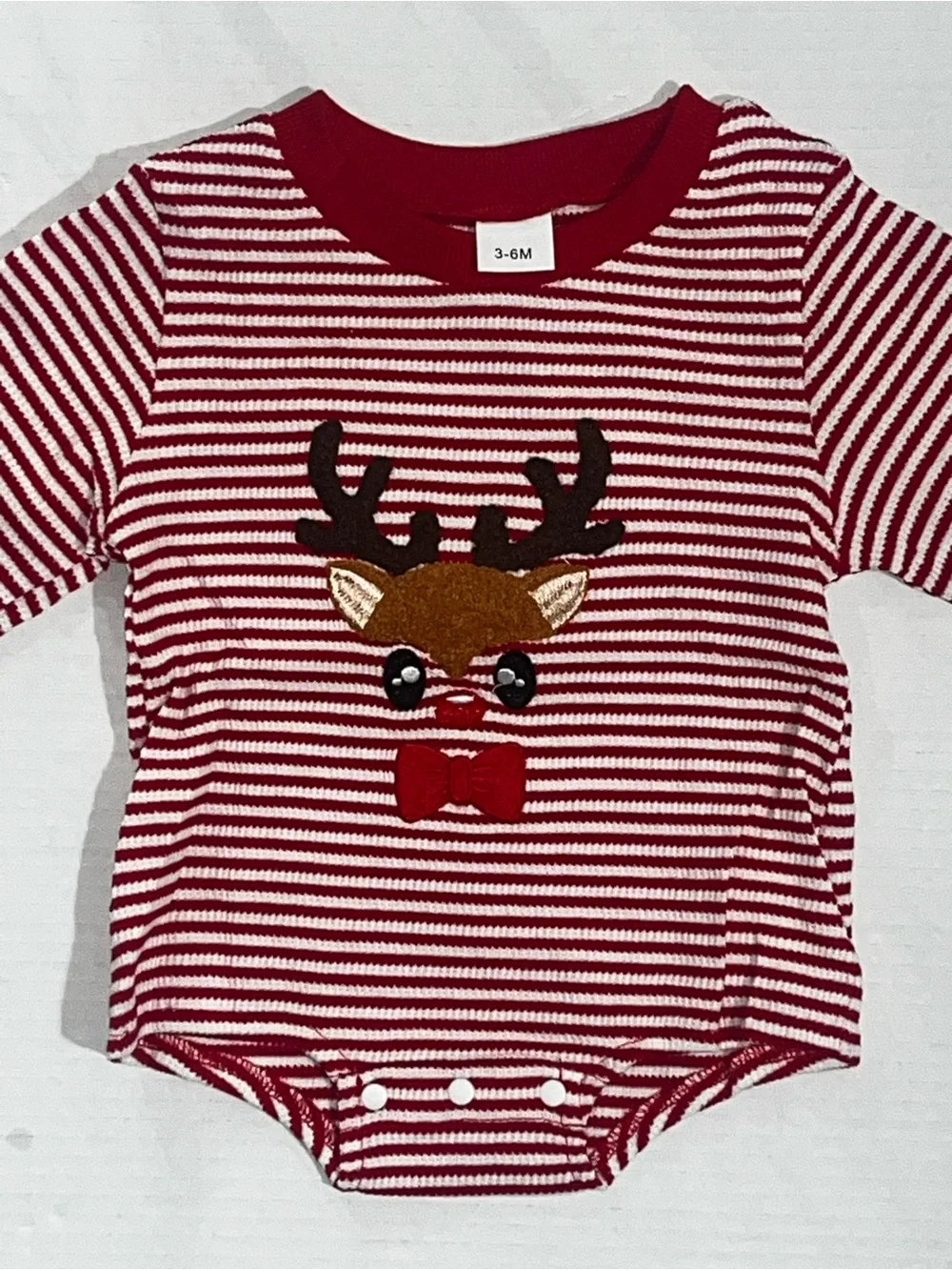 Red and White Reindeer Baby Onesie 3-6 Months